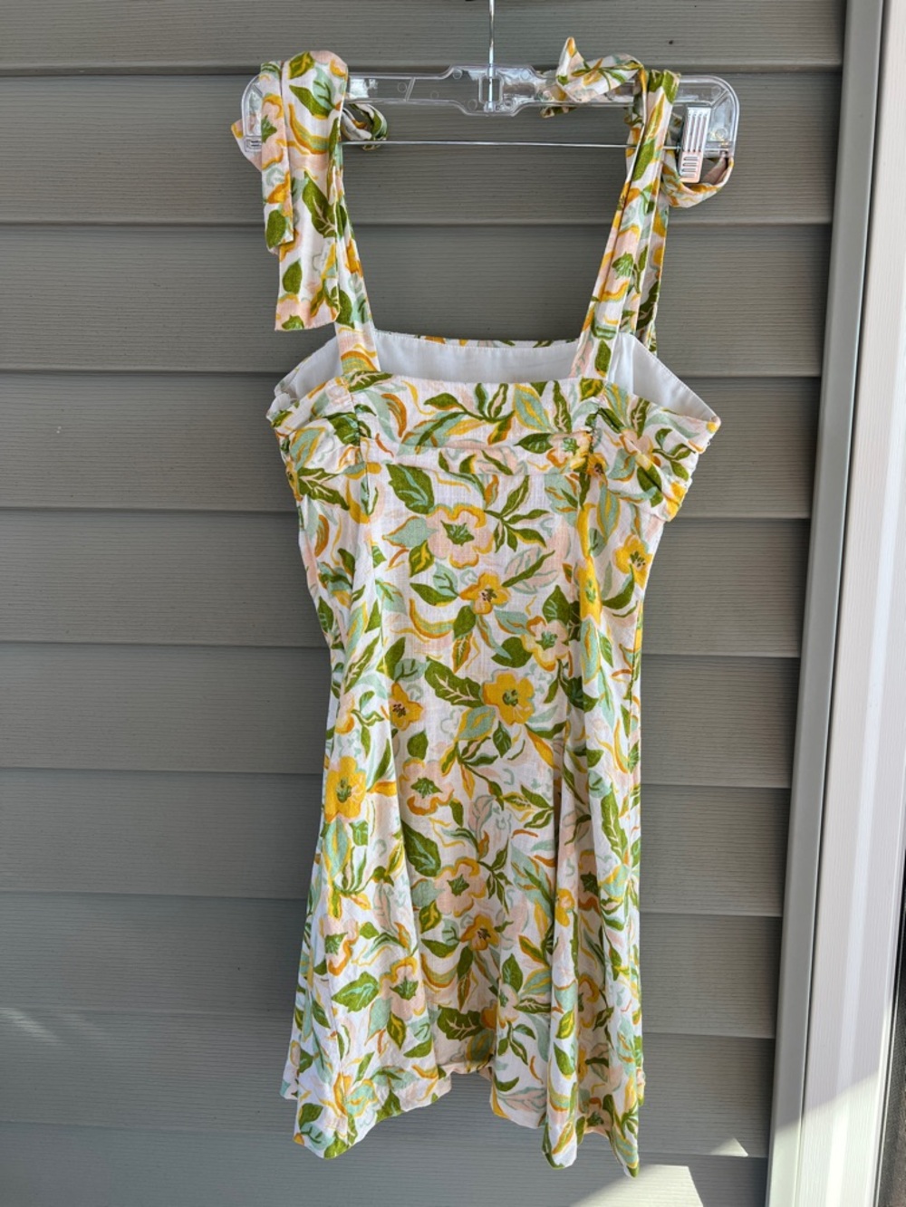 Zara Yellow and Green Floral Tie-Shoulder Mini Dress - Picture 2 of 4